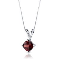 Garnet Cherish Simplicity Pendant Necklace in 9ct White Gold