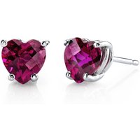 Ruby Petite Infatuation Heart Stud Earrings in 9ct White Gold