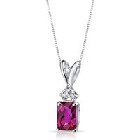 Ruby and Diamond Embellished Flourish Pendant Necklace in 9ct White Gold