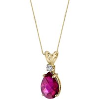 Ruby and Diamond Modest Pendant Necklace in 9ct Gold