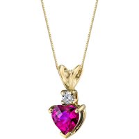 Ruby and Diamond Petite Infatuation Soulmate Heart Pendant Necklace in 9ct Gold