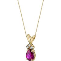 Ruby and Diamond Embellished Modest Pendant Necklace in 9ct Gold