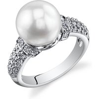 Pearl and CZ Nautical Elegance Ring in Sterling Silver
