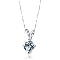 Aquamarine Cherish Simplicity Pendant Necklace in 9ct White Gold