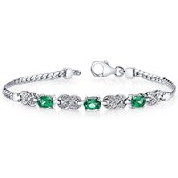 Emerald and CZ Bejewel Infinity Tennis Bracelet in Sterling Silver