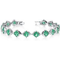 Emerald Legacy Motif Tennis Bracelet in Sterling Silver