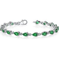 Emerald and CZ Modest Tennis Bracelet in Sterling Silver