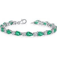 Emerald and CZ Cherish Tennis Bracelet in Sterling Silver