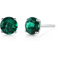 Emerald Intuition Simplicity Stud Earrings in 9ct White Gold, Small