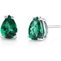 Emerald Modest Simplicity Stud Earrings in 9ct White Gold