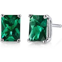 Emerald Flourish Simplicity Stud Earrings in 9ct White Gold
