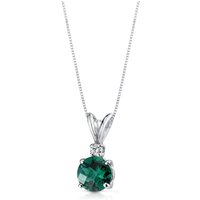 Emerald and Diamond Petite Intuition Pendant Necklace in 9ct White Gold