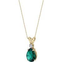 Emerald and Diamond Modest Pendant Necklace in 9ct Gold