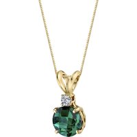 Emerald and Diamond Petite Intuition Pendant Necklace in 9ct Gold