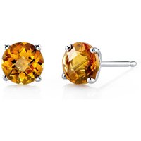 Citrine Intuition Simplicity Stud Earrings in 9ct White Gold, Small