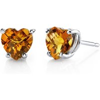 Citrine Petite Infatuation Heart Stud Earrings in 9ct White Gold