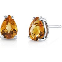Citrine Modest Simplicity Stud Earrings in 9ct White Gold