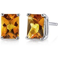 Citrine Flourish Simplicity Stud Earrings in 9ct White Gold