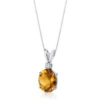 Citrine and Diamond Bejewel Pendant Necklace in 9ct White Gold