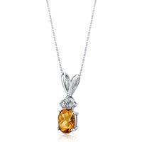 Citrine and Diamond Embellished Bejewel Pendant Necklace in 9ct White Gold