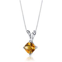 Citrine Cherish Simplicity Pendant Necklace in 9ct White Gold