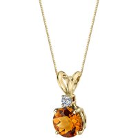 Citrine and Diamond Petite Intuition Pendant Necklace in 9ct Gold
