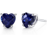 Sapphire Petite Infatuation Heart Stud Earrings in 9ct White Gold