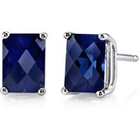 Sapphire Flourish Simplicity Stud Earrings in 9ct White Gold