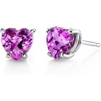 Pink Sapphire Petite Infatuation Heart Stud Earrings in 9ct White Gold