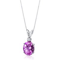 Pink Sapphire and Diamond Bejewel Pendant Necklace in 9ct White Gold