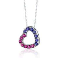 Ruby and Sapphire Pendant Necklace in Sterling Silver