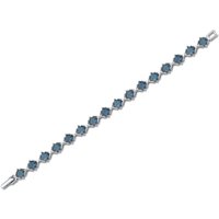London Blue Topaz Legacy Motif Tennis Bracelet in Sterling Silver