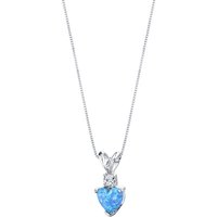 Blue Opal and Diamond Petite Infatuation Soulmate Heart Pendant Necklace in 9ct White Gold