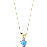 Blue Opal and Diamond Petite Infatuation Soulmate Heart Pendant Necklace in 9ct Gold