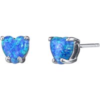 Blue Opal Infatuation Heart Earrings in 9ct White Gold