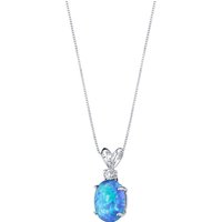 Blue Opal and Diamond Bejewel Pendant Necklace in 9ct White Gold