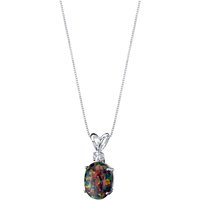 Black Opal and Diamond Bejewel Pendant Necklace in 9ct White Gold