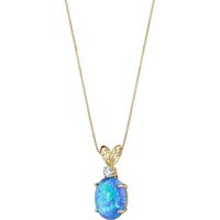 Blue Opal and Diamond Bejewel Pendant Necklace in 9ct Gold