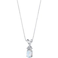 Opal and Diamond Embellished Bejewel Pendant Necklace in 9ct White Gold