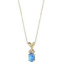 Blue Opal and Diamond Embellished Bejewel Pendant Necklace in 9ct Gold