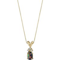 Black Opal and Diamond Embellished Bejewel Pendant Necklace in 9ct Gold