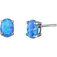 Blue Opal Bejewel Simplicity Stud Earrings in 9ct White Gold
