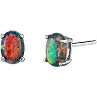 Black Opal Bejewel Simplicity Stud Earrings in 9ct White Gold
