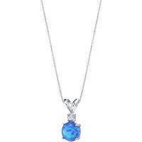 Blue Opal and Diamond Petite Intuition Pendant Necklace in 9ct White Gold