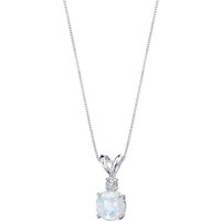Opal and Diamond Petite Intuition Pendant Necklace in 9ct White Gold