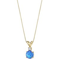 Blue Opal and Diamond Petite Intuition Pendant Necklace in 9ct Gold