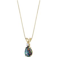 Black Opal and Diamond Modest Pendant Necklace in 9ct Gold