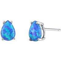 Blue Opal Modest Simplicity Earrings in 9ct White Gold