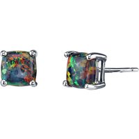 Black Opal Cherish Simplicity Earrings in 9ct White Gold