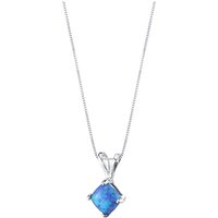 Blue Opal Petite Cherish Simplicity Pendant Necklace in 9ct White Gold